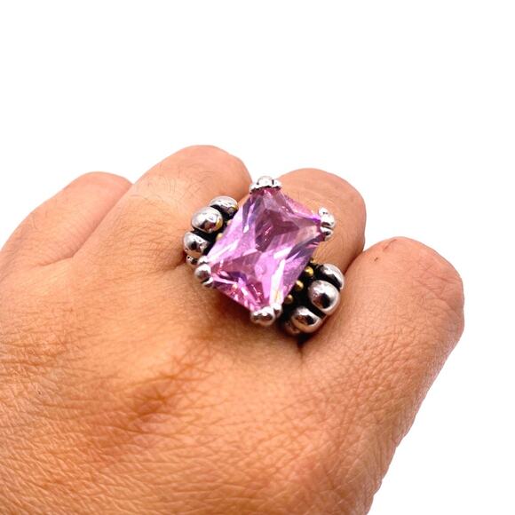 18k Gold Electroplated Citrine Tone CZ Statement Ring size 8 - Picture 6 of 8